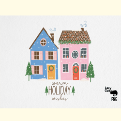 hand drawn christmas cozy home png