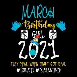 march birthday girl 2021 they year when shit got real svg, birthday svg, march birthday svg, born in march svg, quaranti