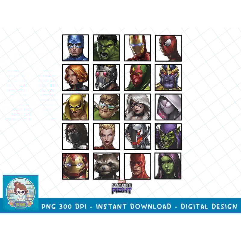 Marvel Future Fight Color Portrait Line-Up Graphic T-Shirt T-Shirt copy.jpg