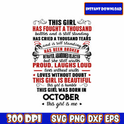 this girl was born in october svg, this girl has fought a thousand battles this girl was born in april svg png dxf eps