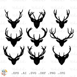 deer antlers svg christmas silhouette cricut files download stencil templates dxf