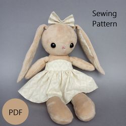 Plush Animal Sewing Pattern - Bunny (2 sizes)