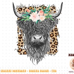 highland castle leopard flower cow western cowhide cowgirl png