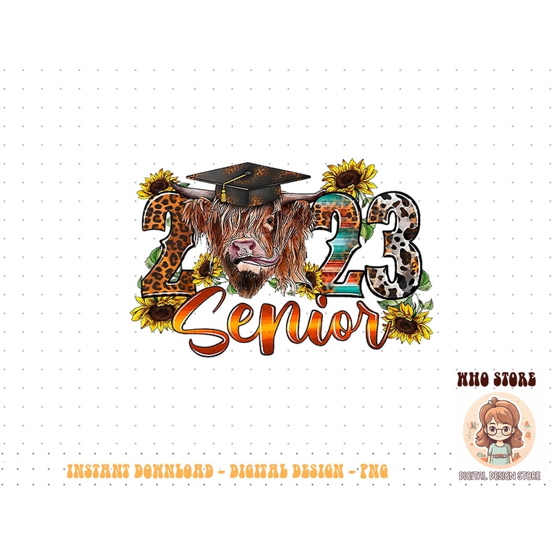 Senior 2023 Highland Cow Western Graduation Gift Class 2023 T-Shirt copy.jpg