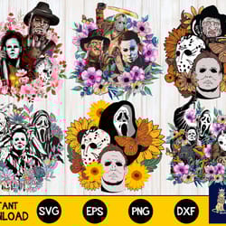 bundle horror floral svg , halloween floral svg