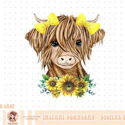 baby highland cow sunflower western country heifer cattles png