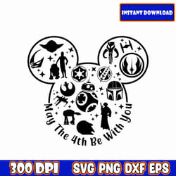 mickey head may the 4th be with you png, darth vader svg, star wars png family trip 2023 png, vacay mode png