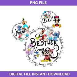 november 2022 brother mouse png, disney family vacation png, disney png digital file