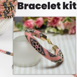 Pink Bracelet DIY Kit - Bead Crochet & Jewelry Making Supplies, Crochet Bracelet Making