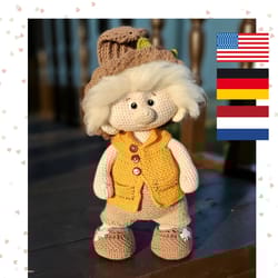 crochet gnome pattern in pdf - crochet toy - crochet amigurumi - easy crochet pattern in english and dutch in pdf