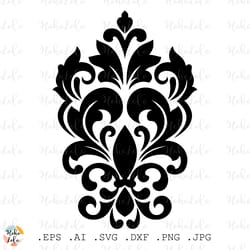 damask pattern svg cricut silhouette cutting file stencil template dxf clipart png