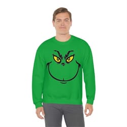 grinch face unisex heavy blend crewneck sweatshirt