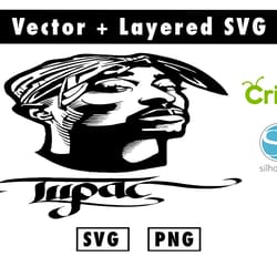 tupac svg & png files for cricut machine , anime svg , manga svg , goku svg