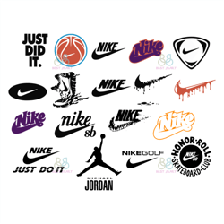 nike logo bundle svg, nike swoosh svg, michael jordan svg, just do it svg, brand logo svg, instant download