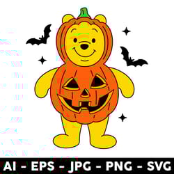 halloween pooh bear svg, pooh pumpkin svg, winnie the pooh svg, disney halloween svg - digital file