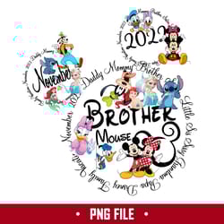 november 2022 brother mouse png, disney family vacation png, disney png digital file