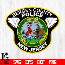 badge bergen county police new jersey svg eps dxf png file, digital download
