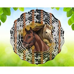 Cowhide Glitter Horses Windspinner Sublimation Design,  Western Horse Wind Spinner Png Sublimation Design, Western Wind