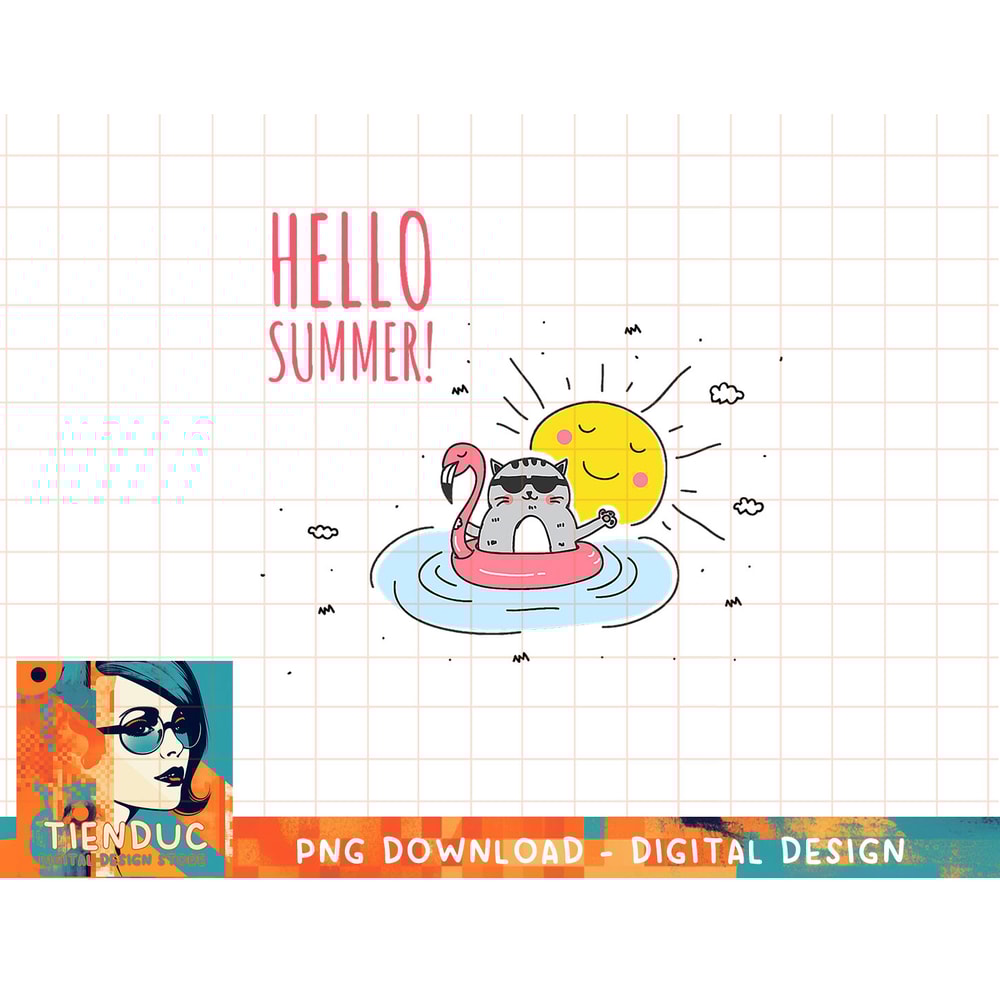 Hello Summer Funny Cat at the Beach T-shirt copy.jpg
