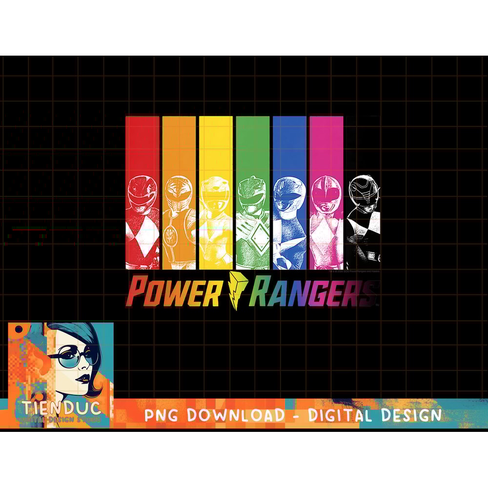 Kids Power Rangers Rainbow Panels Power Pose Logo T-Shirt copy.jpg