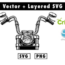 monochrome classic motorcycle front view concept svg & png files for cricut machine , anime svg , manga svg , goku svg