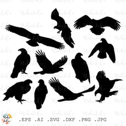 eagle svg silhouette set cricut files clipart png stencil templates dxf