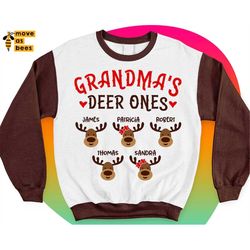 Grandma's Deer Ones Svg, Grandmother Christmas Shirt Svg, Granny of Reindeers Svg, Cricut File, Silhouette Image Dxf, Pn