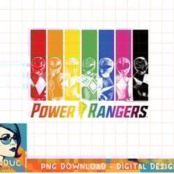 power rangers retro distressed rainbow character panels t-shirt copy png