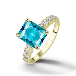 blue topaz ring - december birthstone - statement ring - gold ring - engagement ring - rectangle ring - cocktail ring