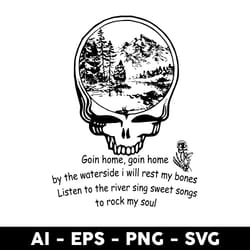 grateful dead goin home svg, skull svg, plant svg, png dxf eps file - digital file