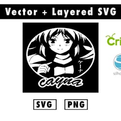 cayna svg & png files for cricut machine , anime svg , manga svg , goku svg