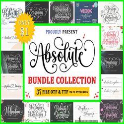 absolute font bundle collection - font bundle, cricut fonts, procreate fonts, canva fonts, branding font, handwritten
