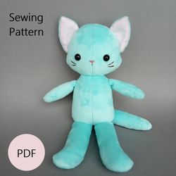 Plush Animal Sewing Pattern - Cat (2 sizes)
