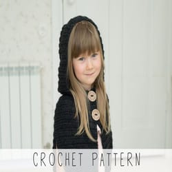 crochet pattern kids hooded cape x poncho crochet pattern x easy crochet pattern x beginner pattern x kids poncho