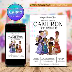 encanto birthday invitation, mirabel madrigal birthday invitation canva editable instant download