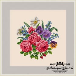 berlin woolwork bouquet 92 flowers vintage cross stitch pattern pdf compatible pattern keeper