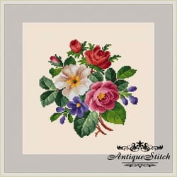 berlin woolwork bouquet 94 flowers vintage cross stitch pattern pdf compatible pattern keeper