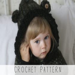 crochet pattern hooded cowl x chunky kids hoodie pattern x kids bear snood crochet pattern x beginner crochet pattern