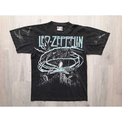 vintage 90s led zeppelin all over print tee , led zeppelin wizard all over print tee