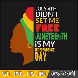 july 4th didn't set me free juneteenth represents freedom for black people cut file for cut machine, afro girl svg.