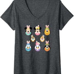 womens disney mickey and friends cute easter bunny ears v-neck png print design, png design file instant download