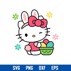 hello kitty easter svg, easter bunny svg, hello kitty svg, easter eggs svg, png dxf eps digital file