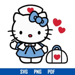 hello kitty nusre svg, kawaii kitty cat svg, sanrio svg, hello kitty cricut svg, cartoon svg, hk19052342