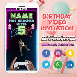 gamer invitation, video game birthday invitation, gaming party invitation, video gamer digital party evite , video game