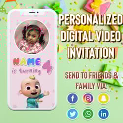 animated video birthday invitation | animated video invitation, girl birthday video invitation
