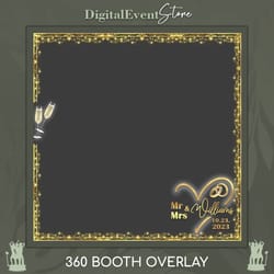 360 overlay gold wedding photobooth 360 mr mrs overlay videobooth custom template overlay 360 wedding selfie photobooth