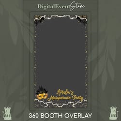 360 masquerade party overlay custom gold bday template 360 overlay pearl selfie photobooth 360 mask videobooth touchpix