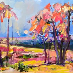 landscape painting oil painting on canvas board fauvism abstract landscape painting galainart original painting decor