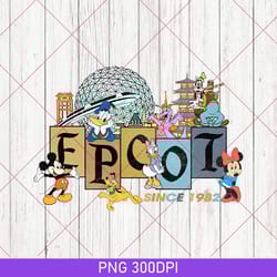 disney epcot since 1982 png, vintage mickey and friends epcot png, disney family vacation epcot png, disney epcot trip