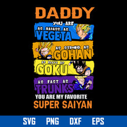 daddy you are as badass as vegeta as strong as gohan svg, father's day svg, png dxf eps file